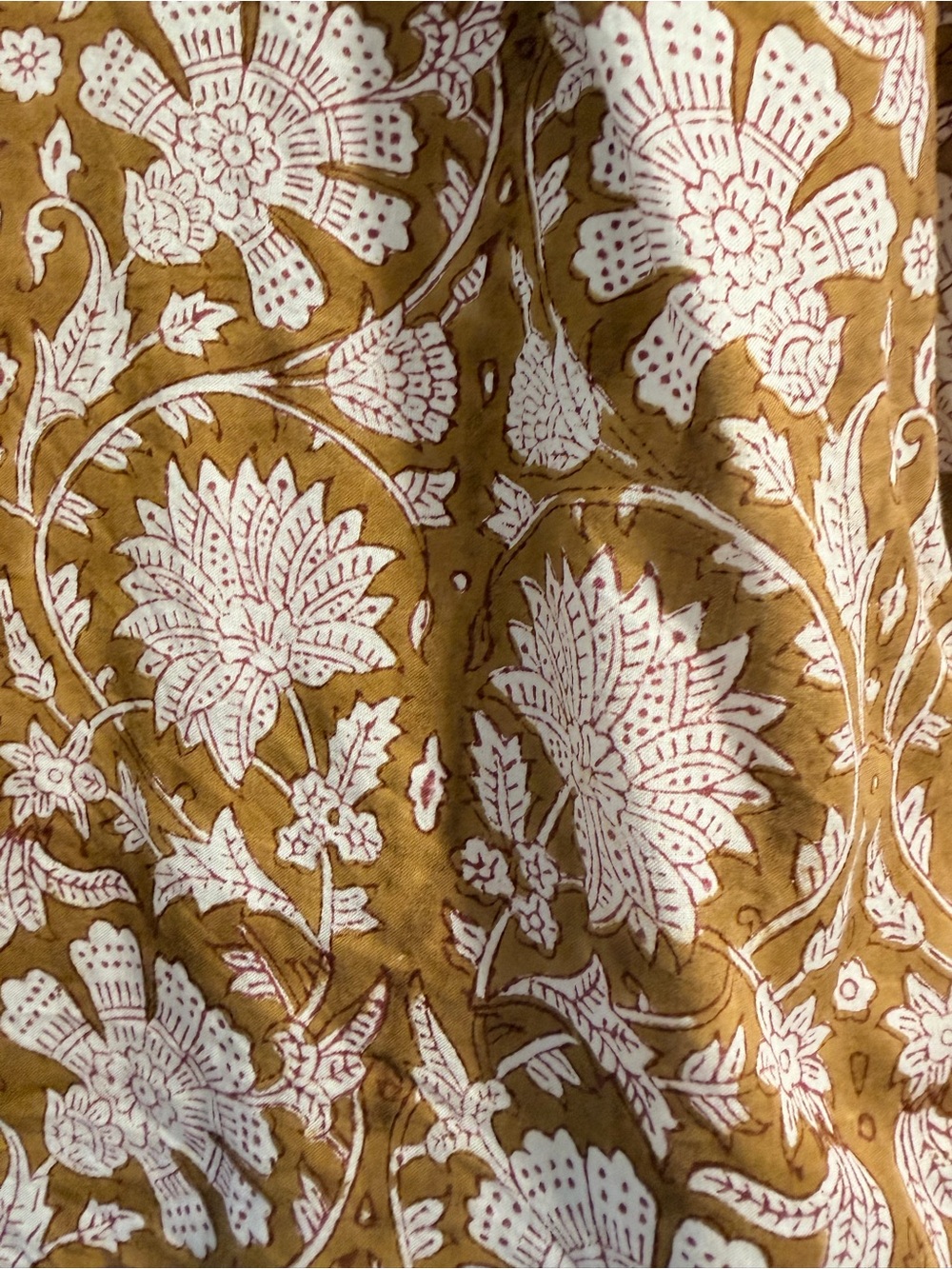 Boho Button-Front Peasant Blouse in Mustard Floral - Picture 2 of 3